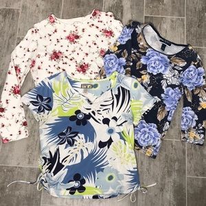 Blue Floral Ladies Tops Bundle of 3 Size Medium